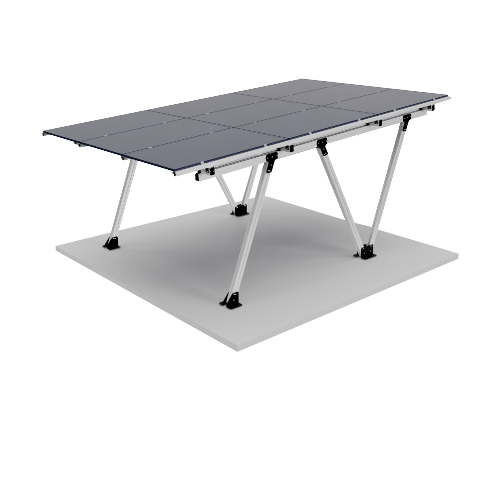 Robustes regendichtes Aluminium Solar-Carport K500® für Klein- & Mittelklasse-PKW