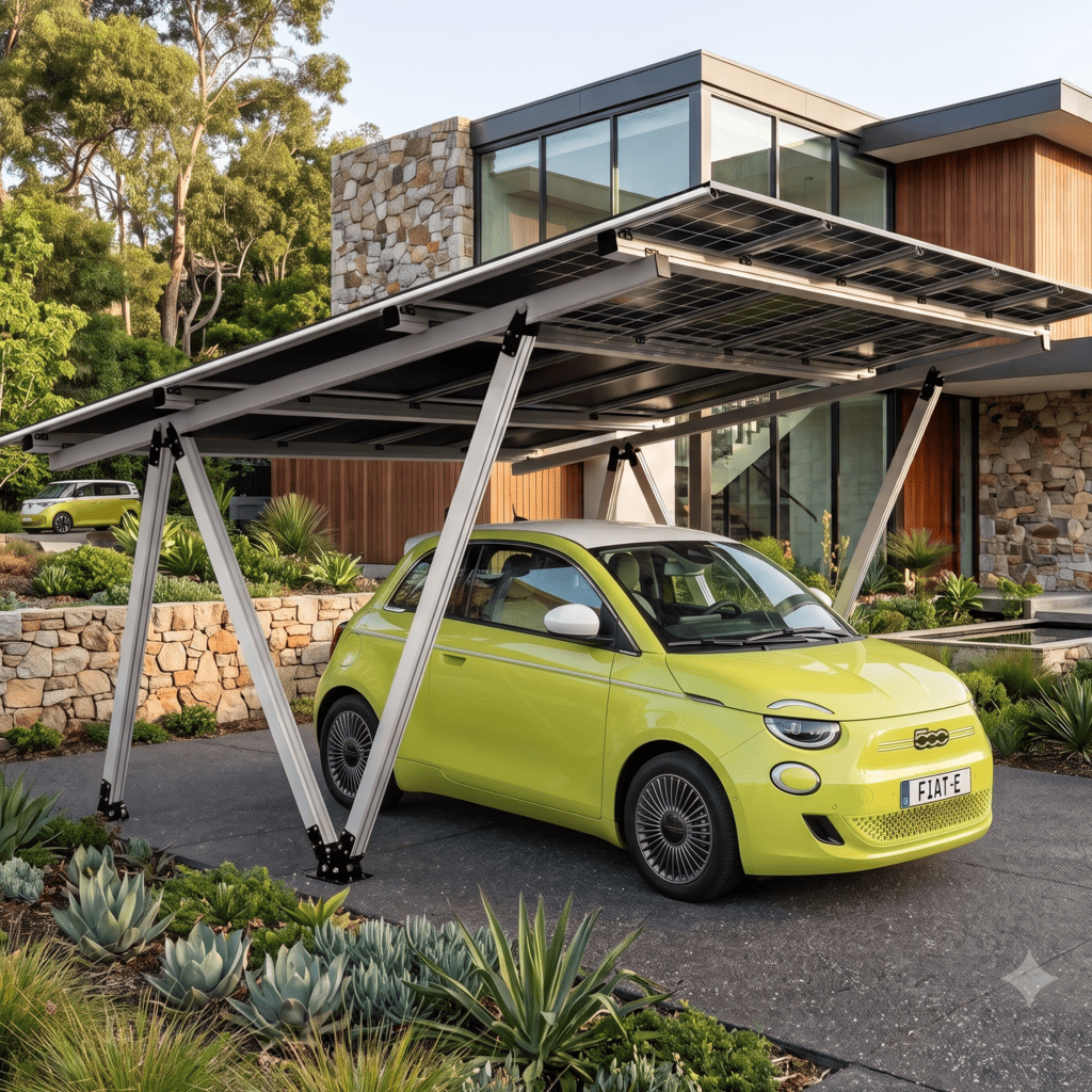 Robustes regendichtes Aluminium Solar-Carport K500® für Klein- & Mittelklasse-PKW